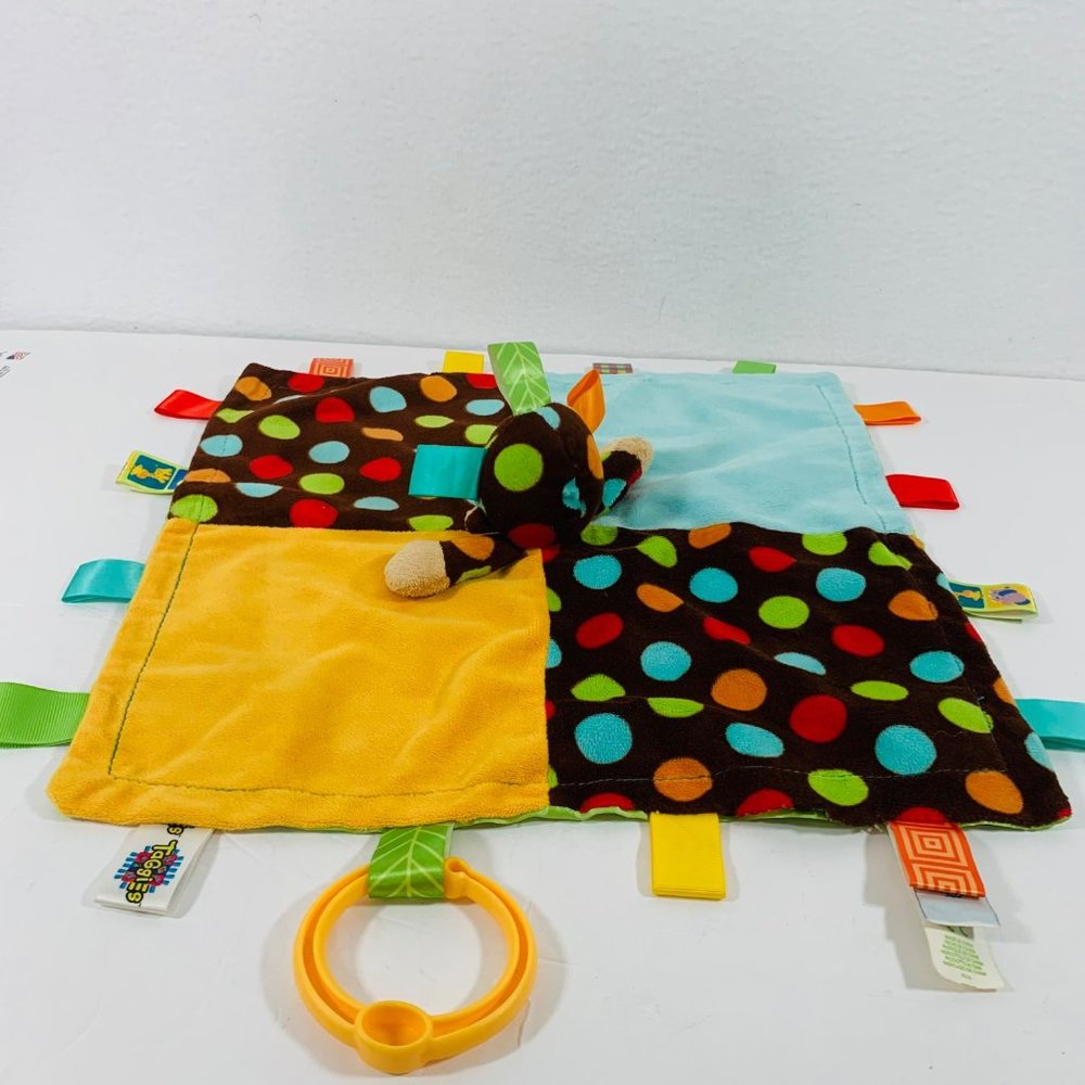 Mary Meyer Monkey Lovey Taggies Dazzle Dots Security Blanket Satin Lined 13.5" - Picture 7 of 12
